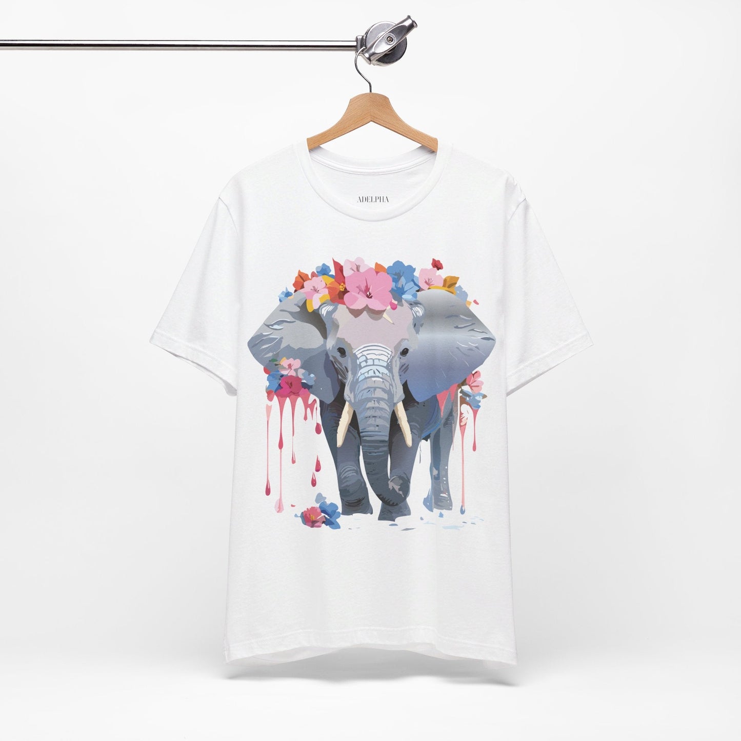 Elephant Graphic Tee Unisex Short Sleeve Jersey With Vintage Inspired Adelpha Artwork