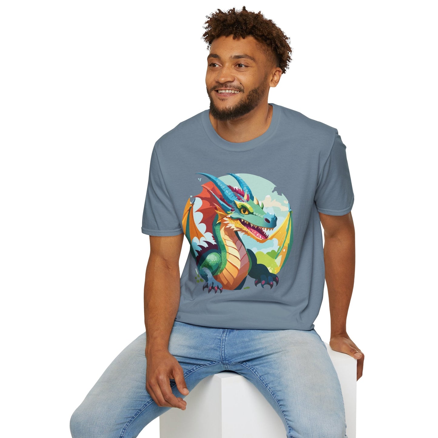 Unisex Dragon Graphic Tee By Gildan Softstyle 64000 Short Sleeve Cotton Tee Art Design