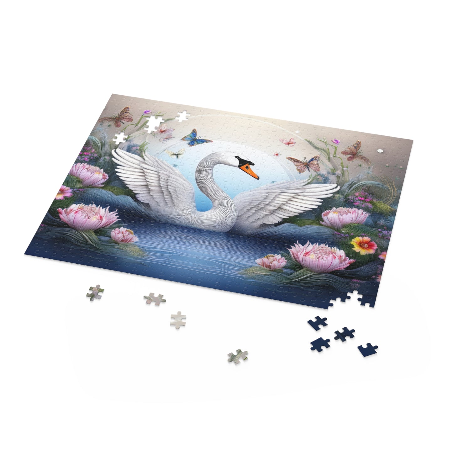 Puzzles-44 Kids Swan Puzzle 500-Piece  Floral Swan Puzzle 500-Piece, Birds Kids Puzzles Size: 16" x 20",  Ages 9+