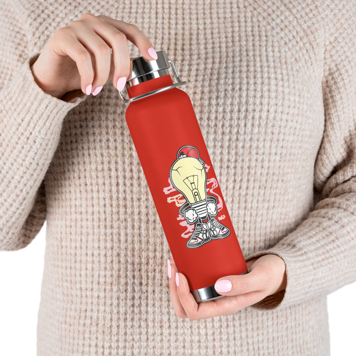 22oz Copper Insulated Water Bottle with Cartoon Design - CV97