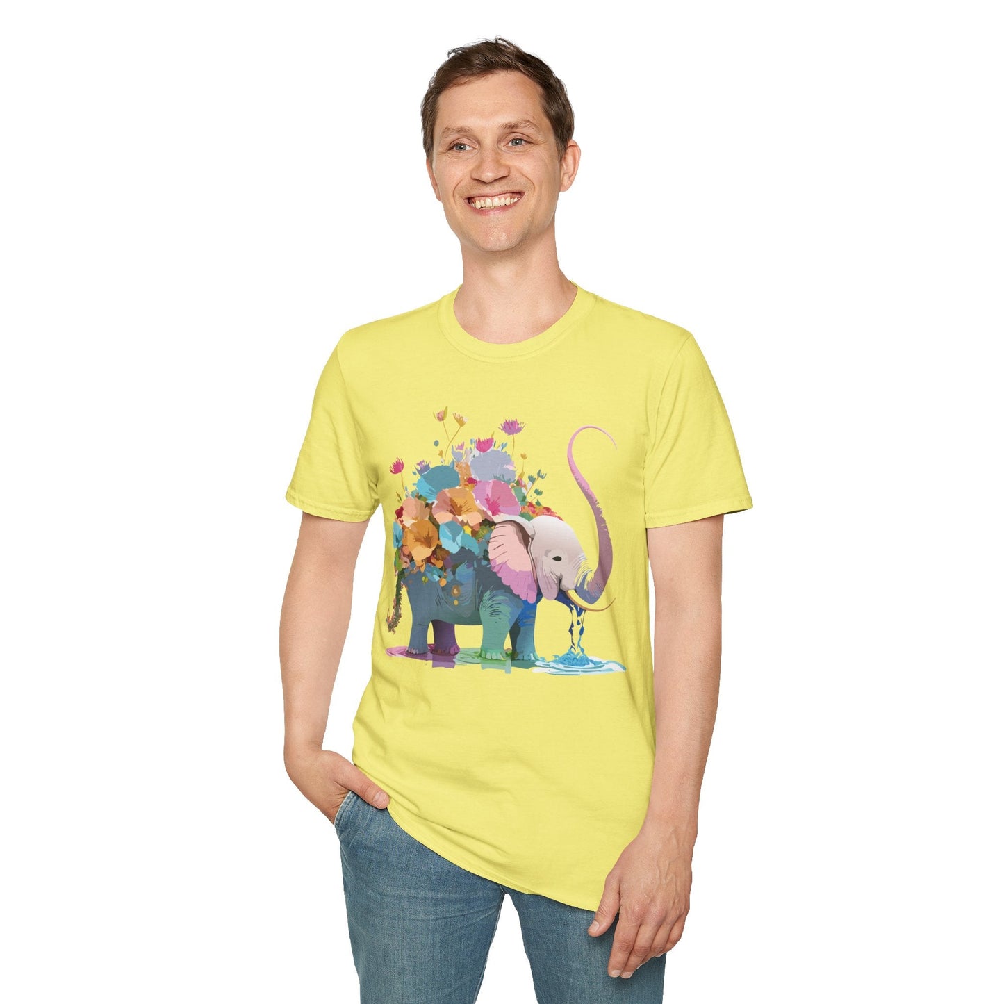 Elephant T Shirt Unisex Softstyle Cotton Tee With Animated Elephant Design Premium Comfort