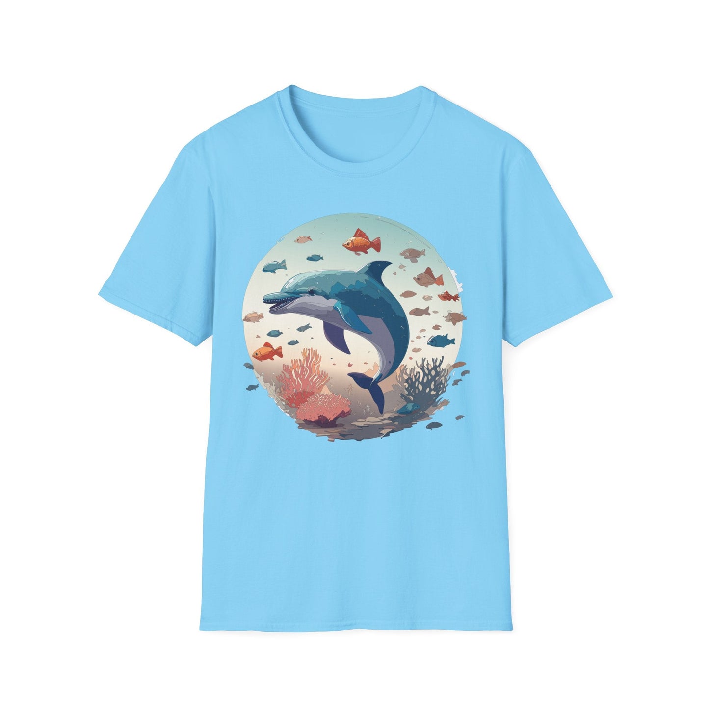 Dolphin Shirt Unisex Softstyle T Shirt Gildan 64000 100 Percent Ring Spun Cotton Lightweight Tee