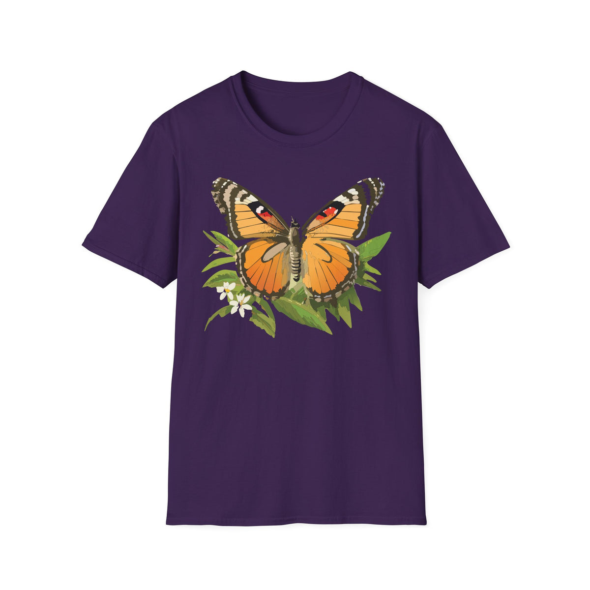 Butterfly Nature T-Shirt — Orange Monarch Illustration Graphic Tee Unisex 100 Cotton Gildan T-Shirt