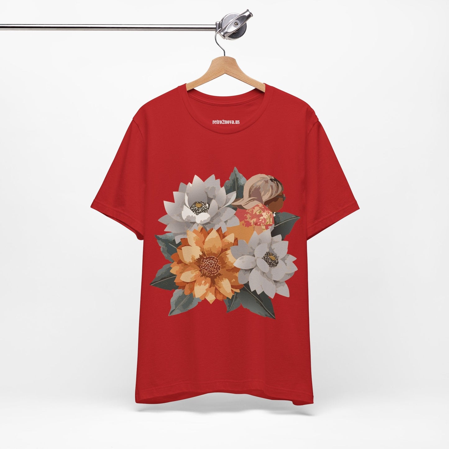 Retro2Nova Flowers Shirt Floral Shirt Unisex Floral Tee Lightweight Breathable Jersey
