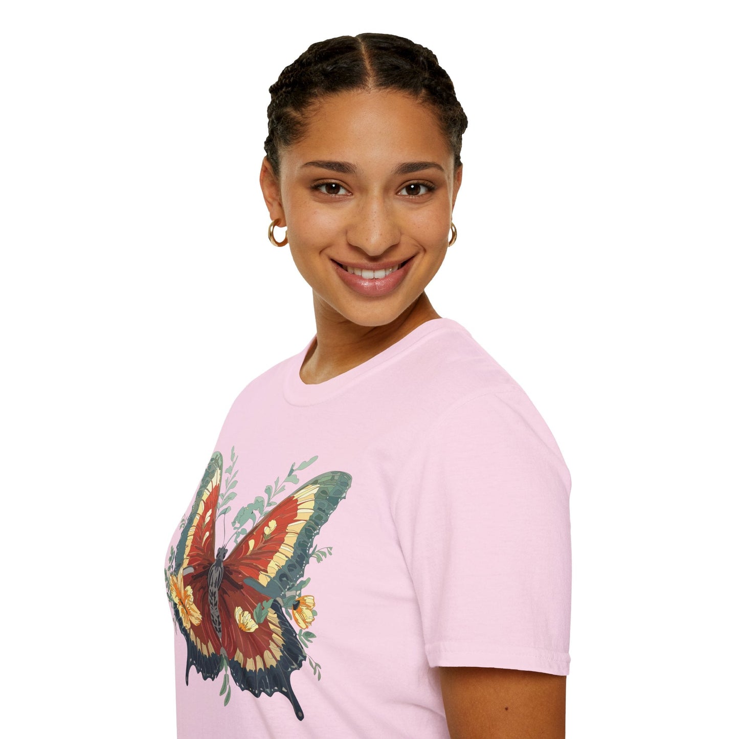 Butterfly T Shirt Unisex Gildan Softstyle 64000 Comfort Monarch Design 100 Percent Cotton