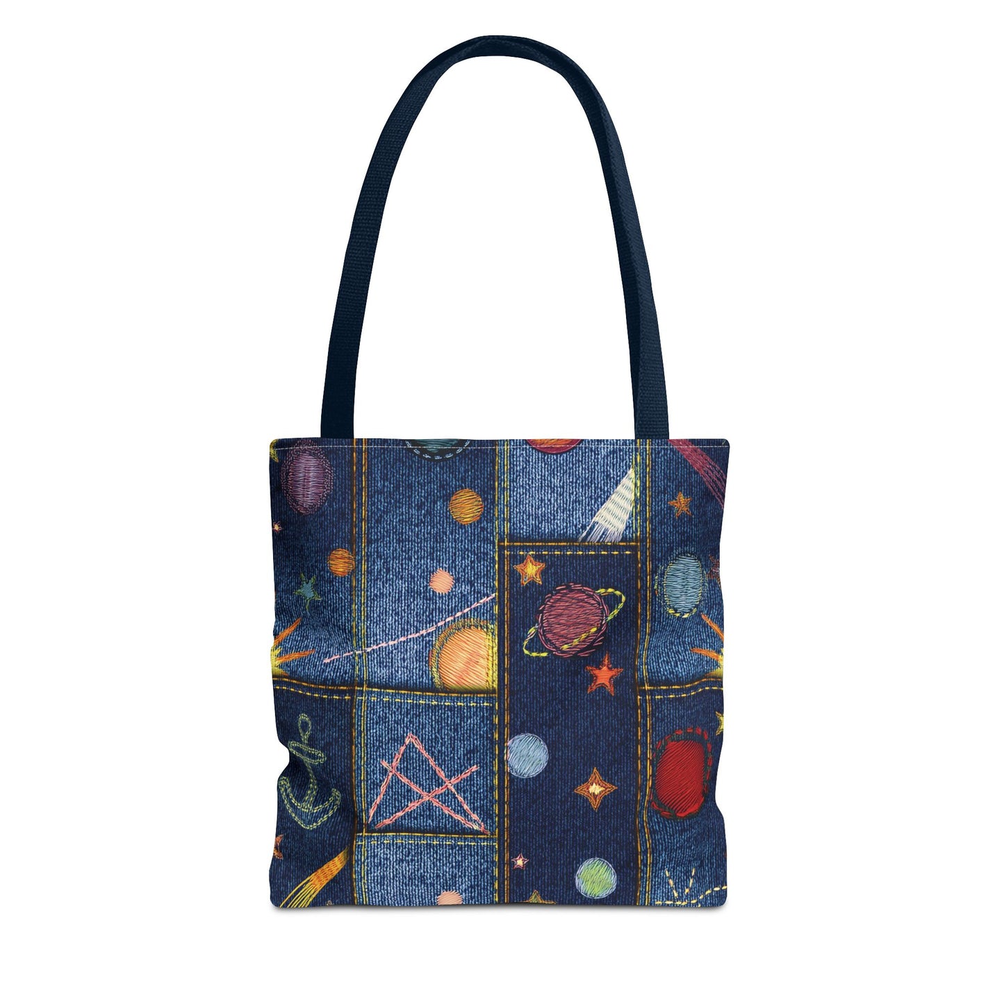 Denim Fabric Imitation Print Unisex Canvas Bag Poly Spun 3 Sizes Tote Bag 183-2
