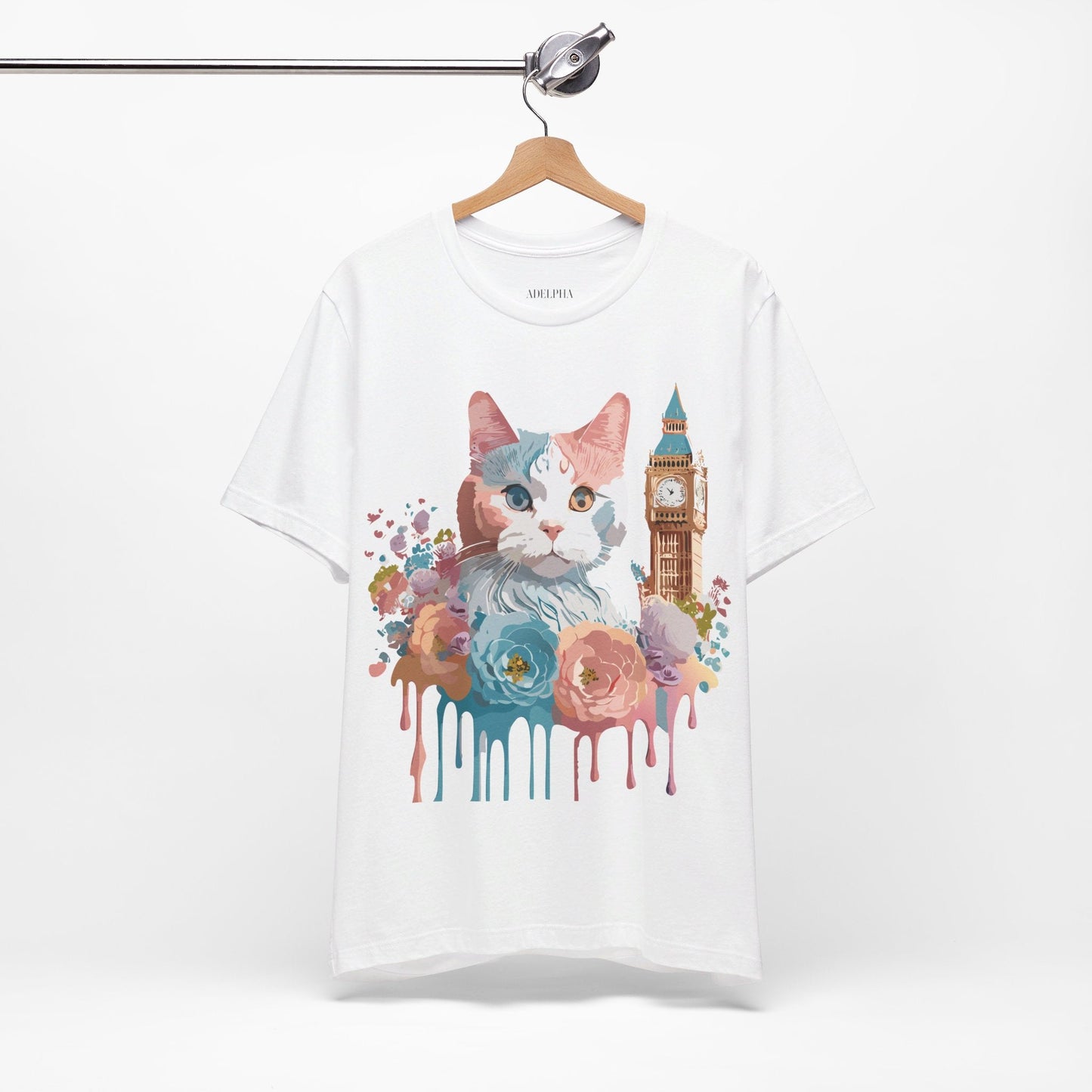 Unisex Cat Graphic Tee With Short Sleeve Vintage Inspired Art Adelpha