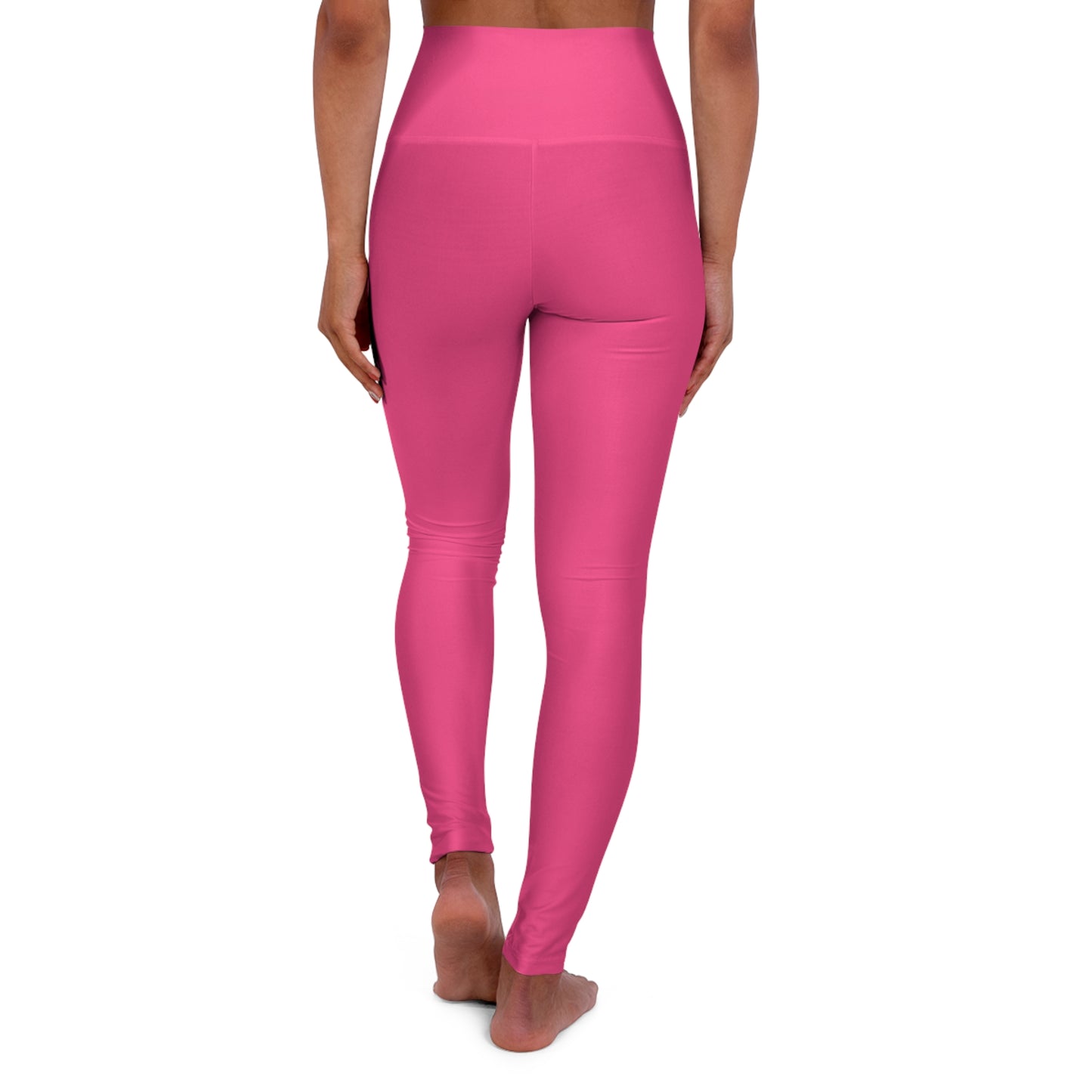 Wild Strawberry Color High-Waisted Yoga Leggings, Pink Seamless Poly-Span Activewear
