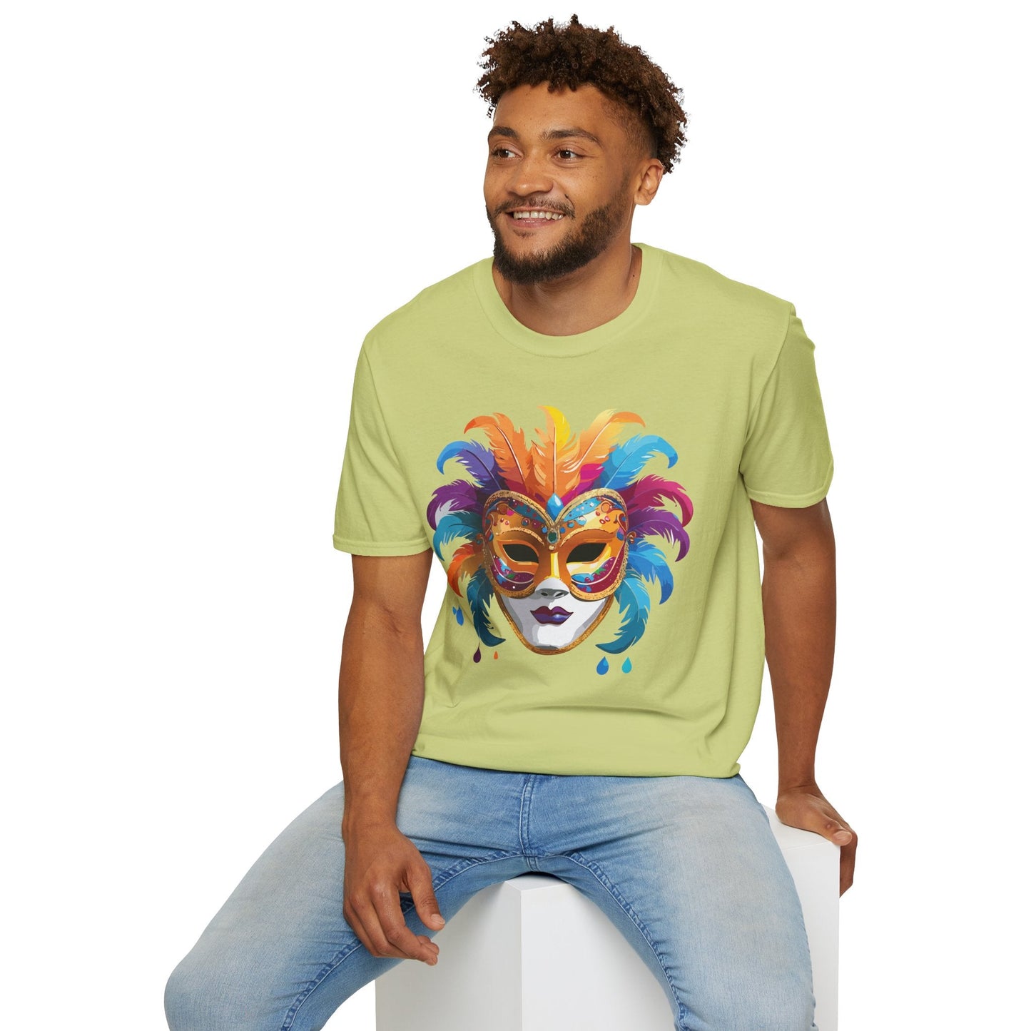 Mask Tee Shirt Unisex Masquerade Design Art Graphic Gildan Softstyle 64000 Cotton Tee