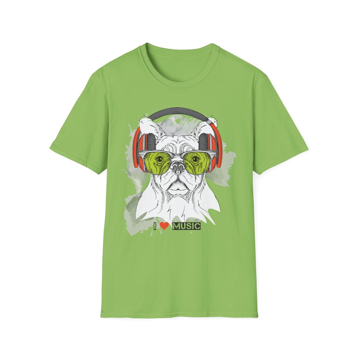 Music Lover French Bulldog T-Shirt Unisex Cotton Short Sleeves I Music Graphic Tee