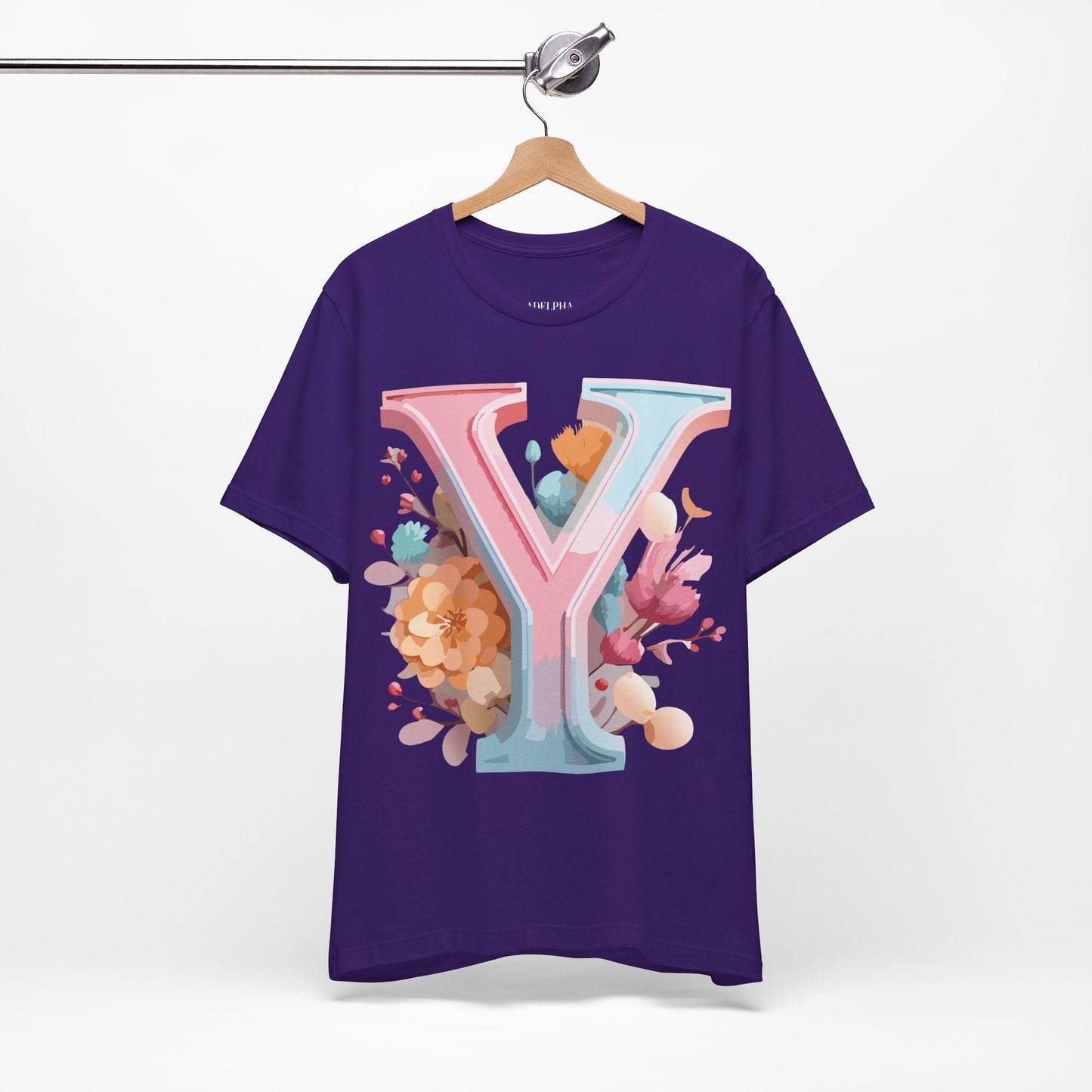 Letter Y Graphic Tee Unisex Short Sleeve Vintage Inspired Artwork Adelpha Premium