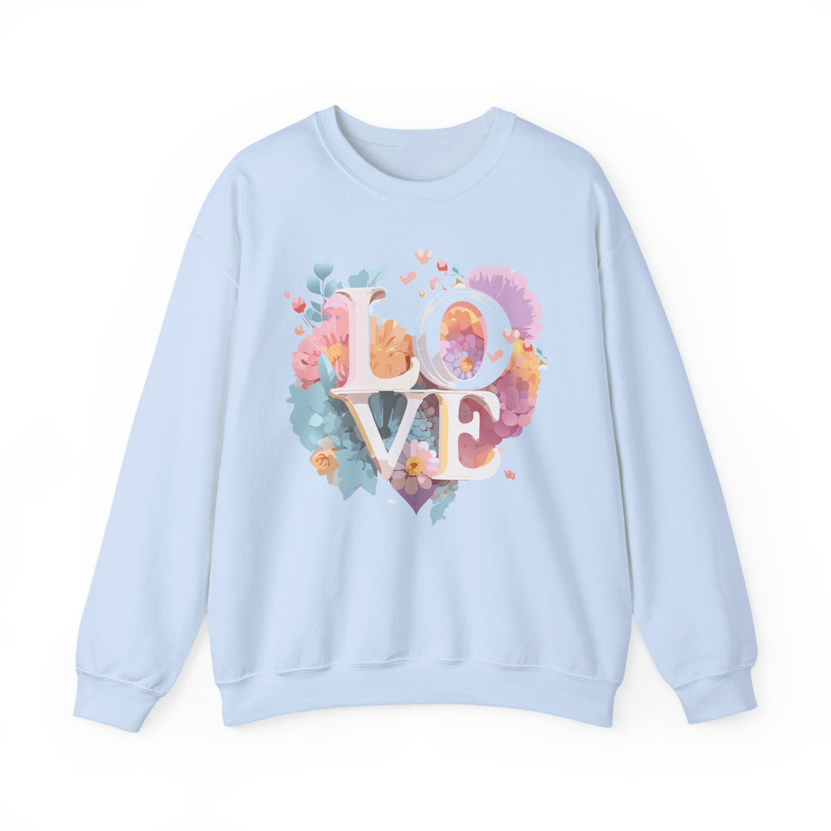 Floral Love Graphic Valentine's Day Sweatshirt Unisex 50/50 Cotton-Poly Sweatshirt w46