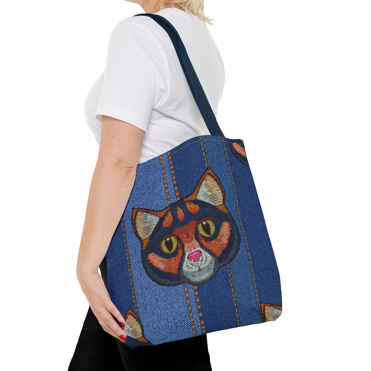Denim Fabric Imitation Print Unisex Canvas Bag Poly Spun 3 Sizes Tote Bag 190
