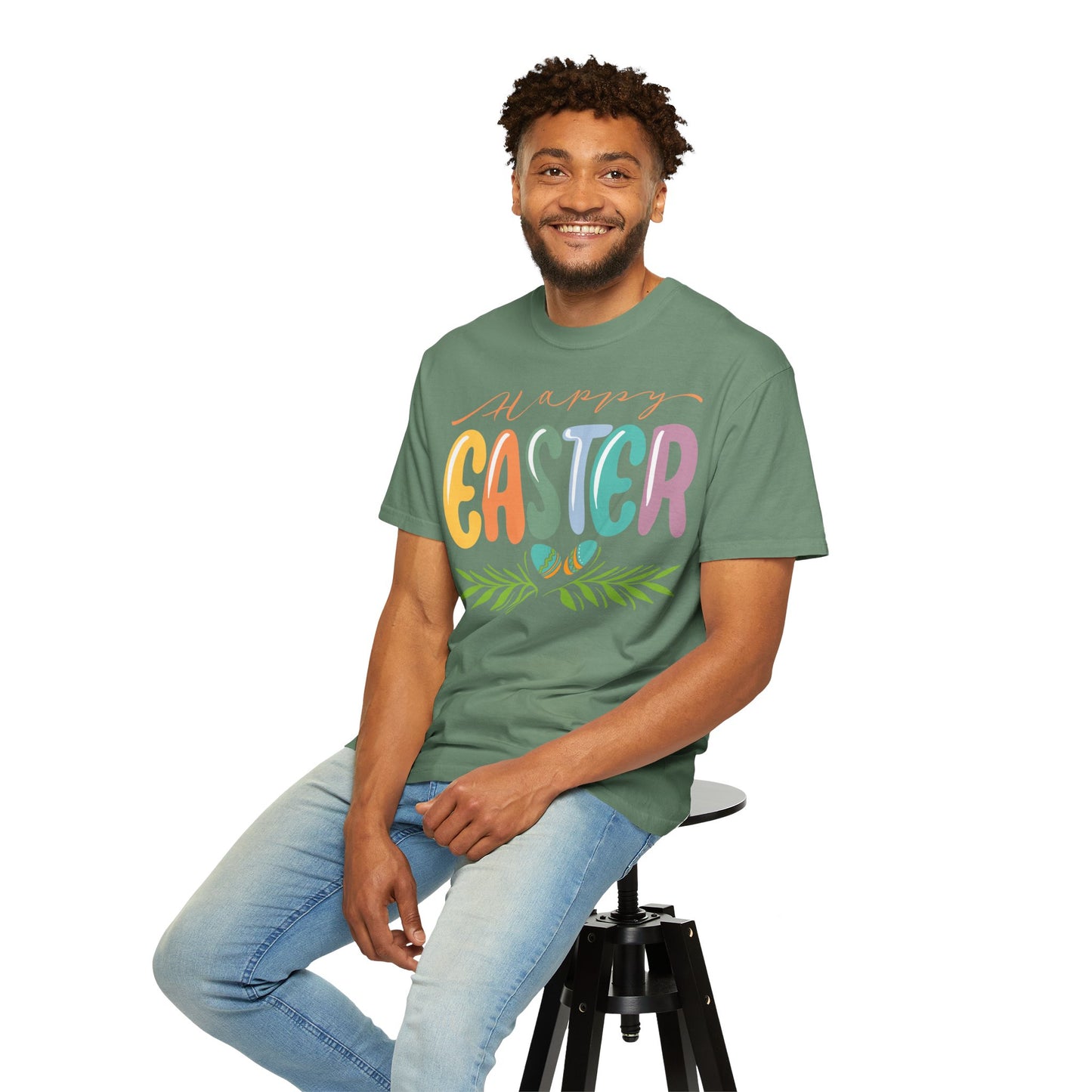 Happy Easter T-Shirt, Tee Shirt with Easter Signature, T Shirt with Easter Prints, Tee Shirt with Easter Design