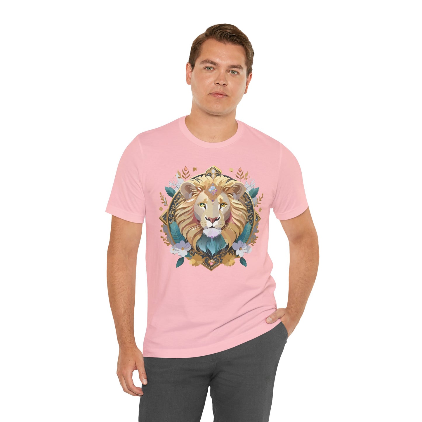 Unisex Lion Graphic Tee, Animal Shirt, Tee Shirt with Lion, Medallion T-Shirt, Animal Medallion Tees 2