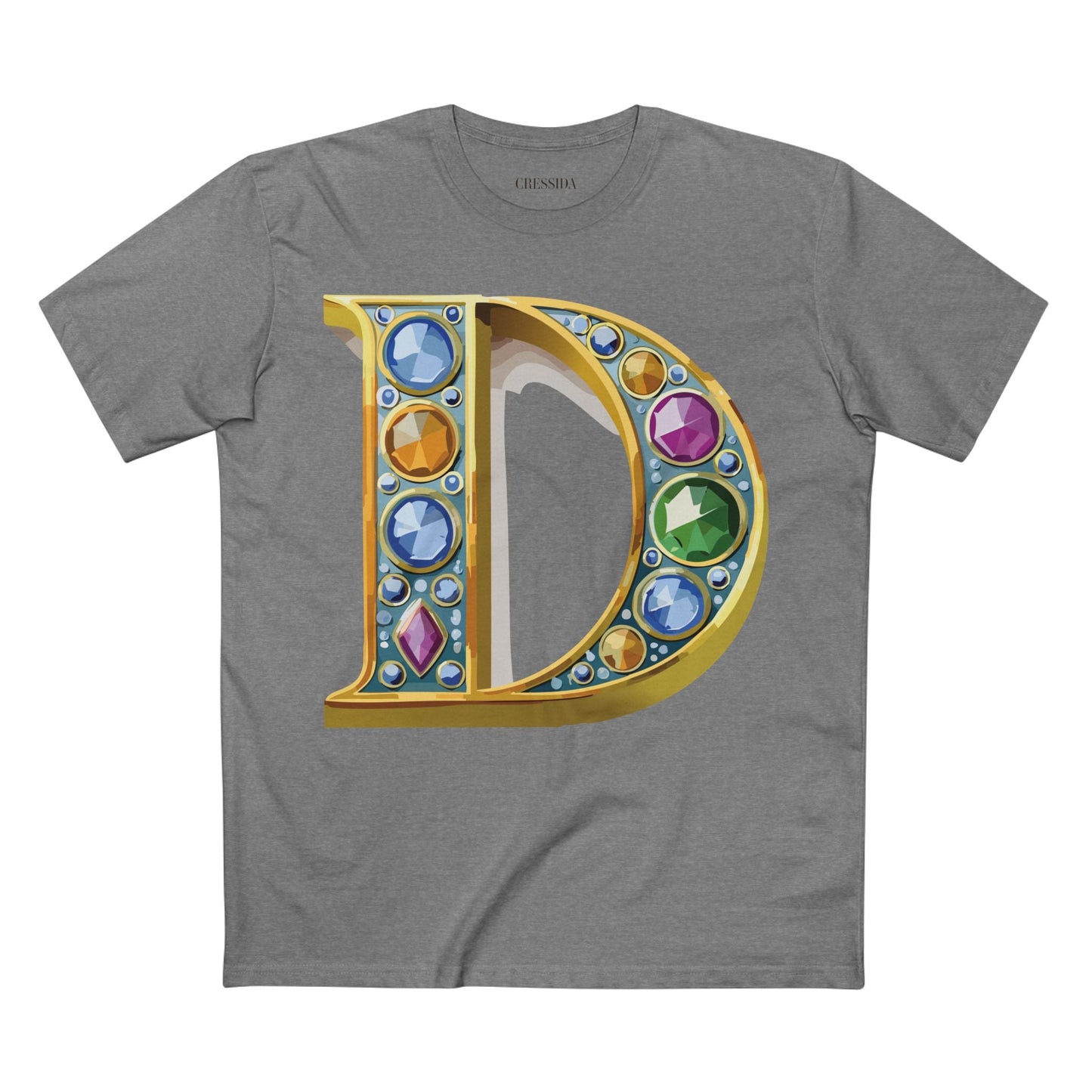 Letter D Graphic Design Tee Unisex 100 Cotton With Antique Gold Letters Artwork T-Shirt