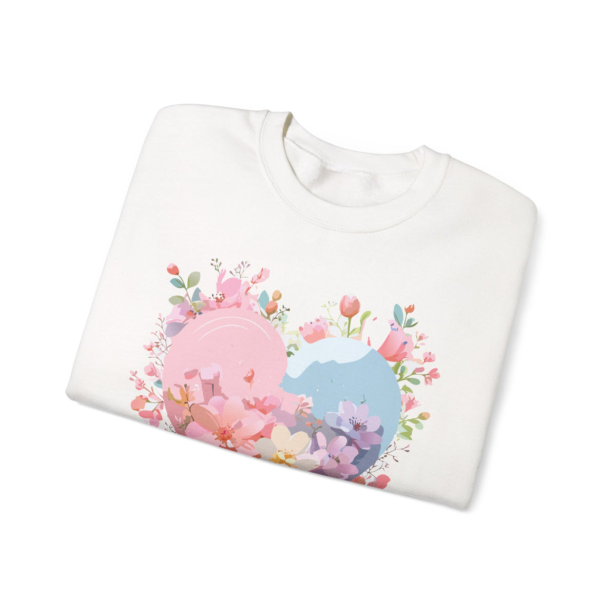 Floral Heart Love Graphic Valentine's Day Sweatshirt Unisex 50/50 Cotton-Poly Sweatshirt w23