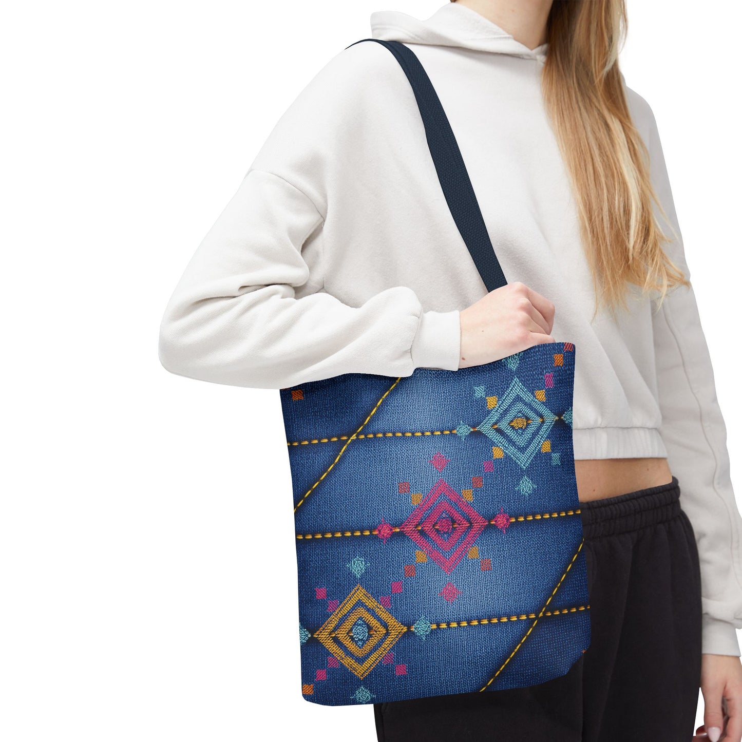 Diwali Graphic Denim Fabric Imitation Print Unisex Canvas Bag Poly Spun 3 Sizes Tote Bag 205-22