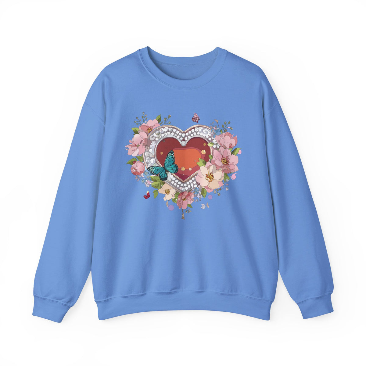 Floral Heart Love Graphic Valentine's Day Sweatshirt Unisex 50/50 Cotton-Poly Sweatshirt w40