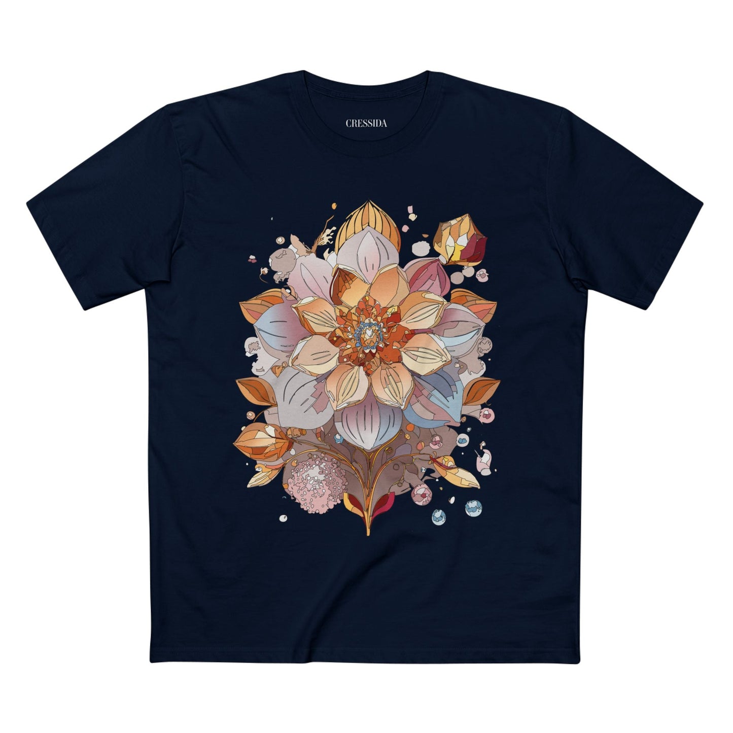 Floral Graphic T-Shirt Unisex 100 Cotton Art Design with Antique Flowers Tee 5
