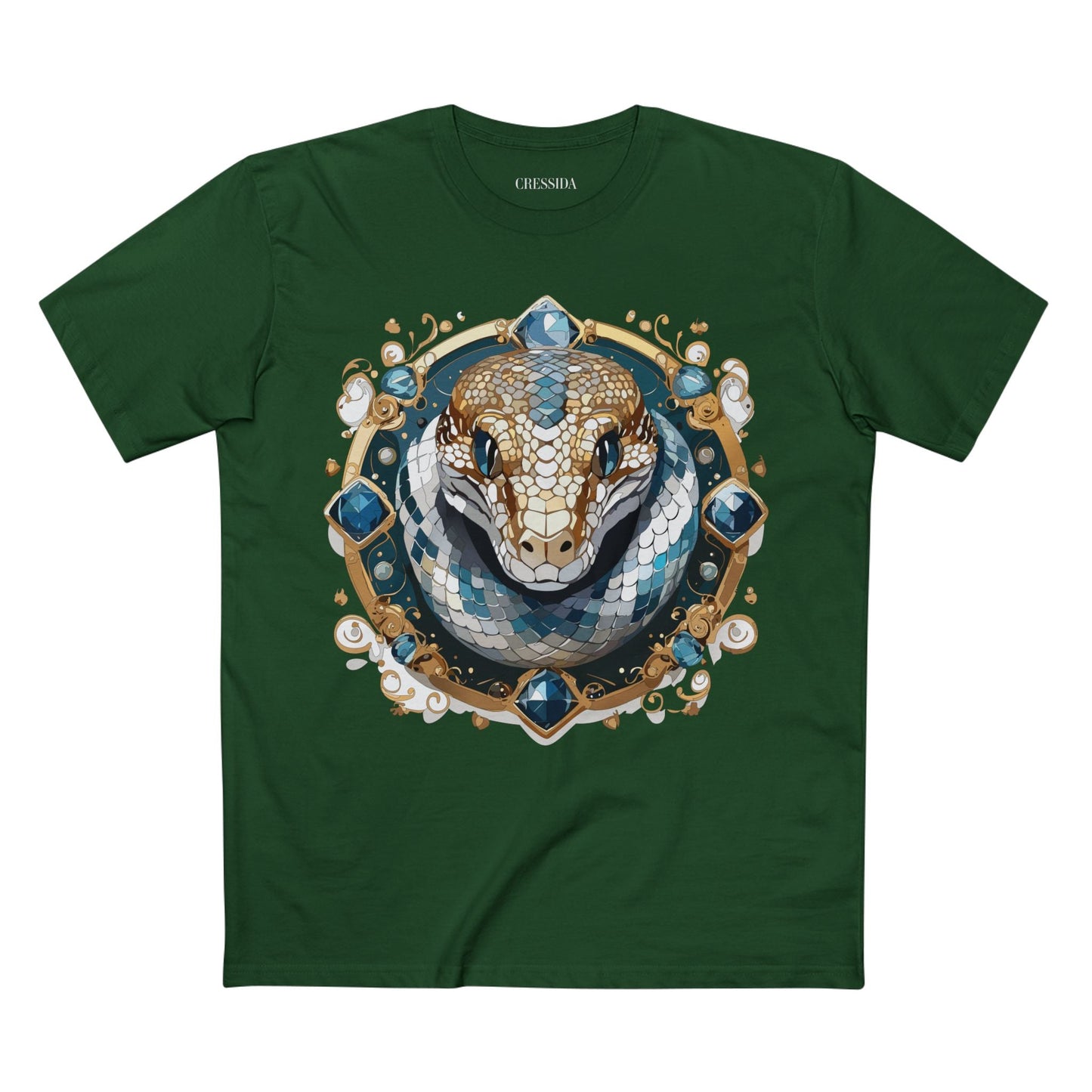 Snake Graphic Unisex 100 Cotton Tee With Unique Animal Golden Medallion Art Design 42