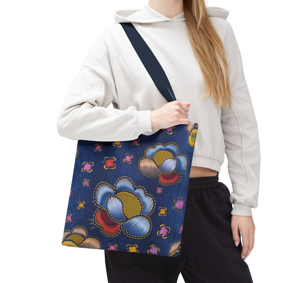 Denim Fabric Imitation Print Unisex Canvas Bag Poly Spun 3 Sizes Tote Bag 164