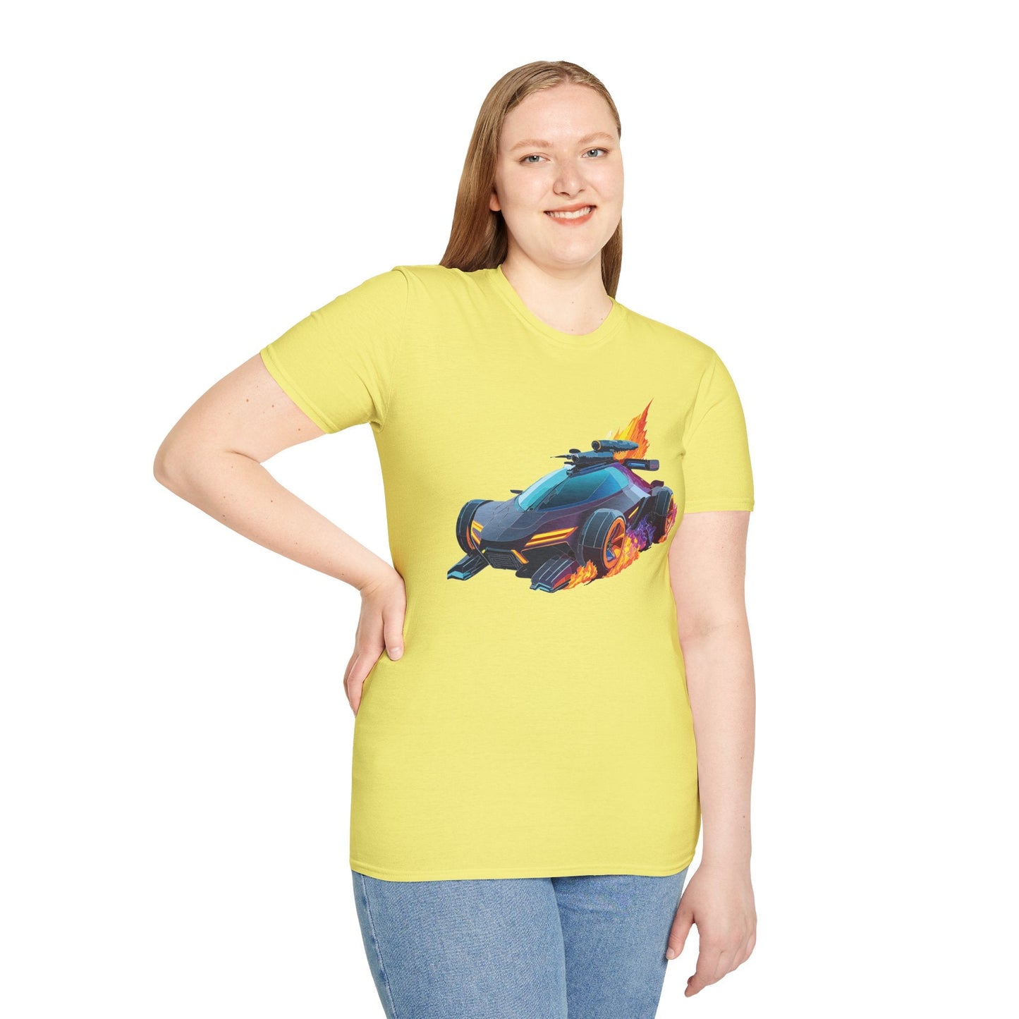 Car Graphic Unisex Cotto Softstyle Art Design with Hot Wheels Artwork Tee 3