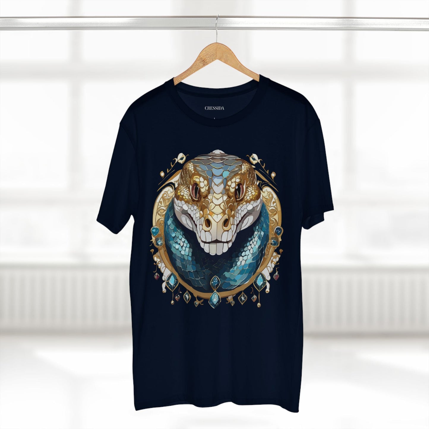 Snake Graphic Unisex 100 Cotton Tee With Unique Animal Golden Medallion Art Design 43