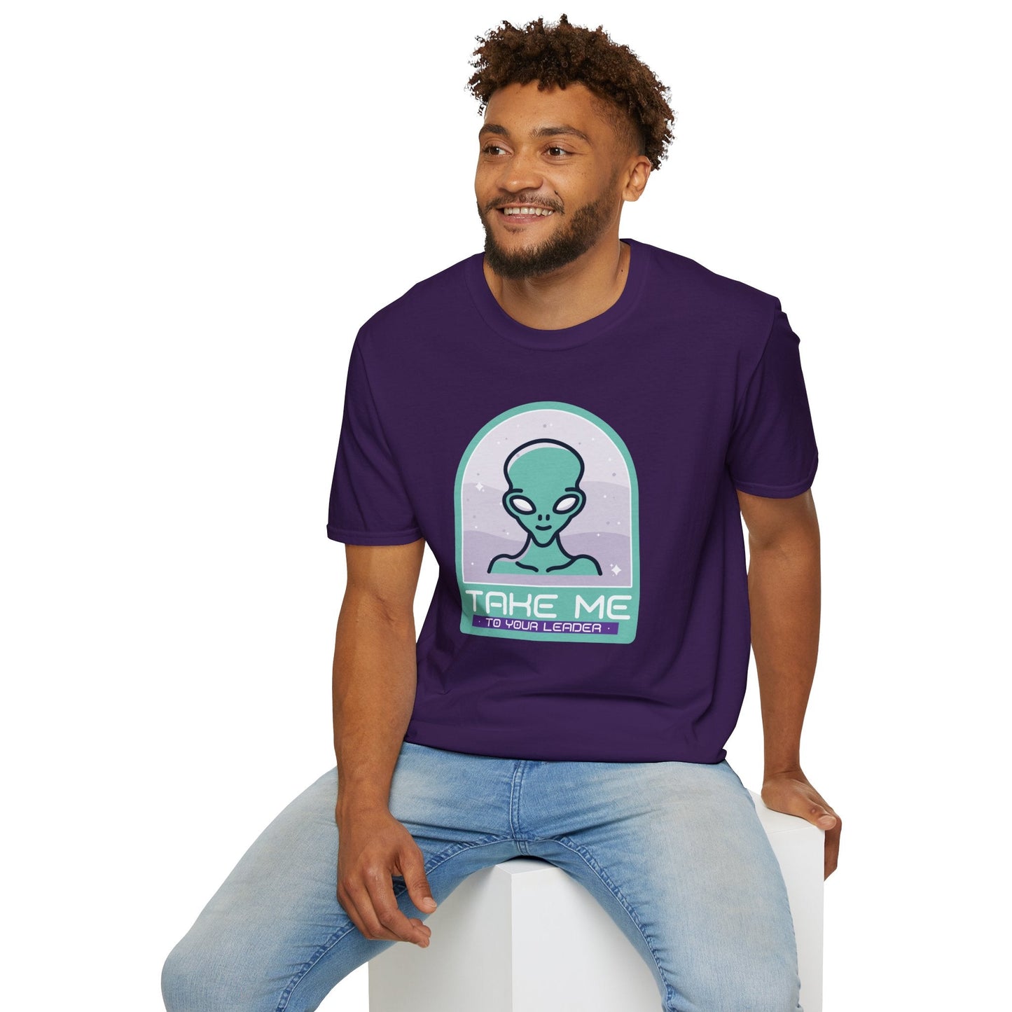 Alien Graphic TShirt  Take Me to Your Leader Retro Space Tee