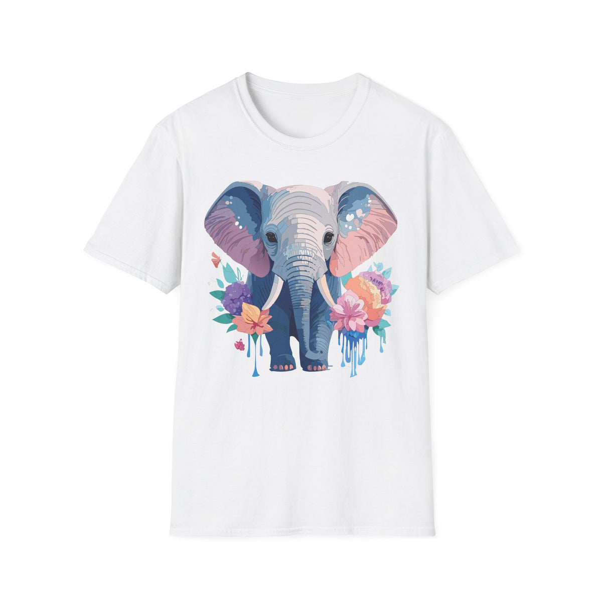 Watercolor Baby Elephant T-Shirt | Floral Safari Tee