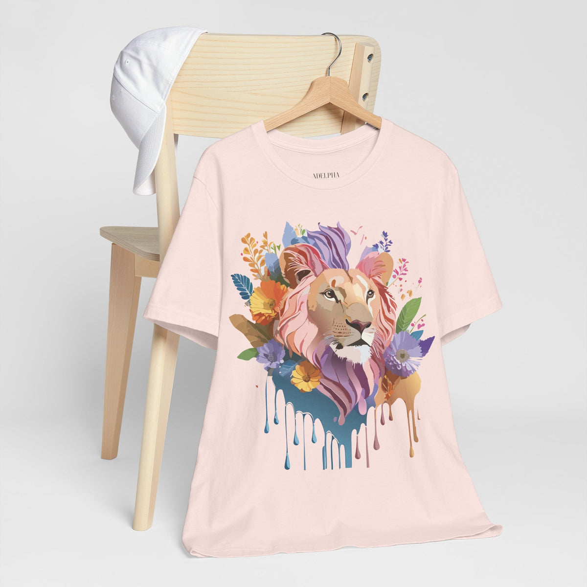 Lion Graphic Unisex Cotton Bella+Canvas Tee with Art Animal Design e47