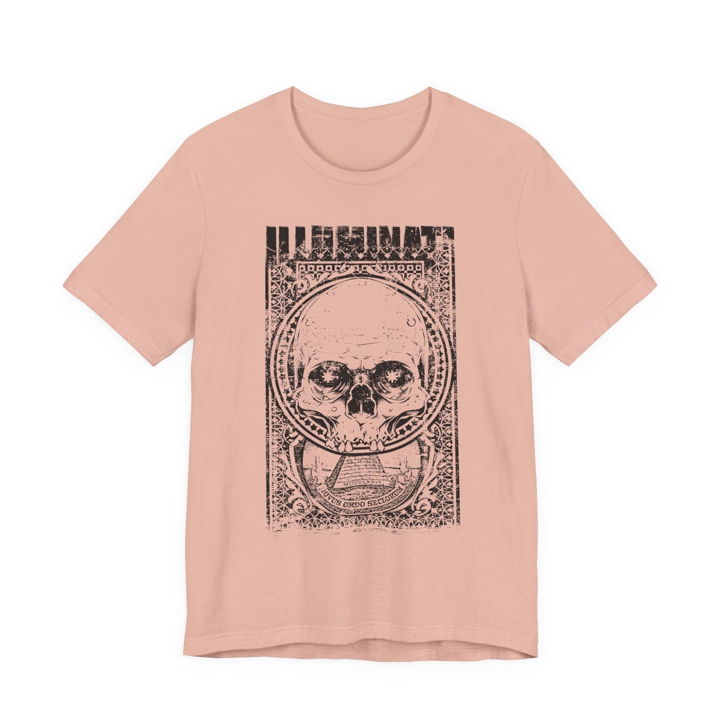 Skull Circle Graphic T-Shirt Vintage Etching Illustration Art Design Tee A-9