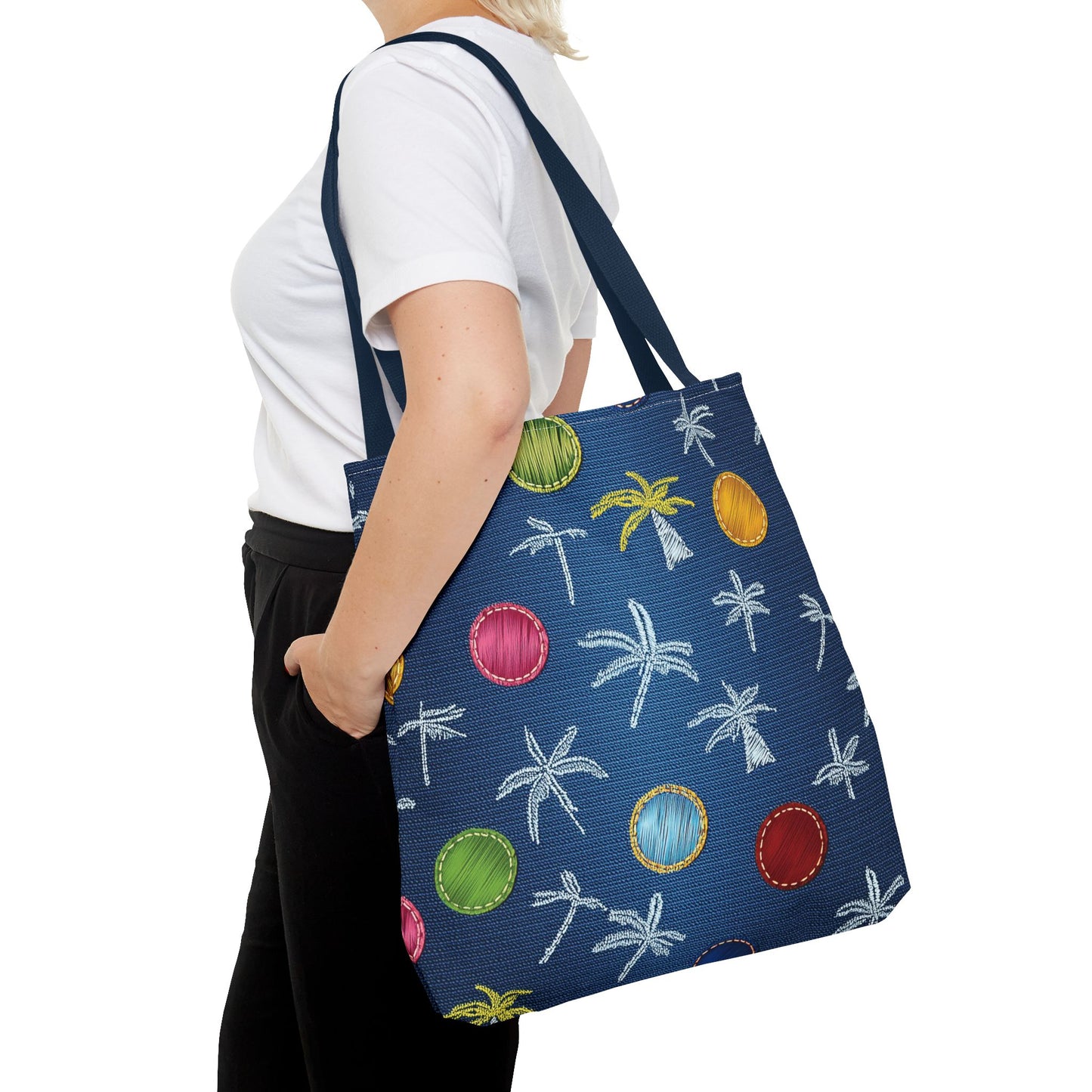 Denim Fabric Imitation Print Unisex Canvas Bag Poly Spun 3 Sizes Tote Bag 182-9
