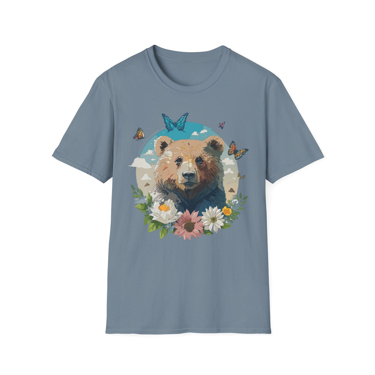 Bear with Butterflies T-Shirt | Floral Nature Wildlife Tee