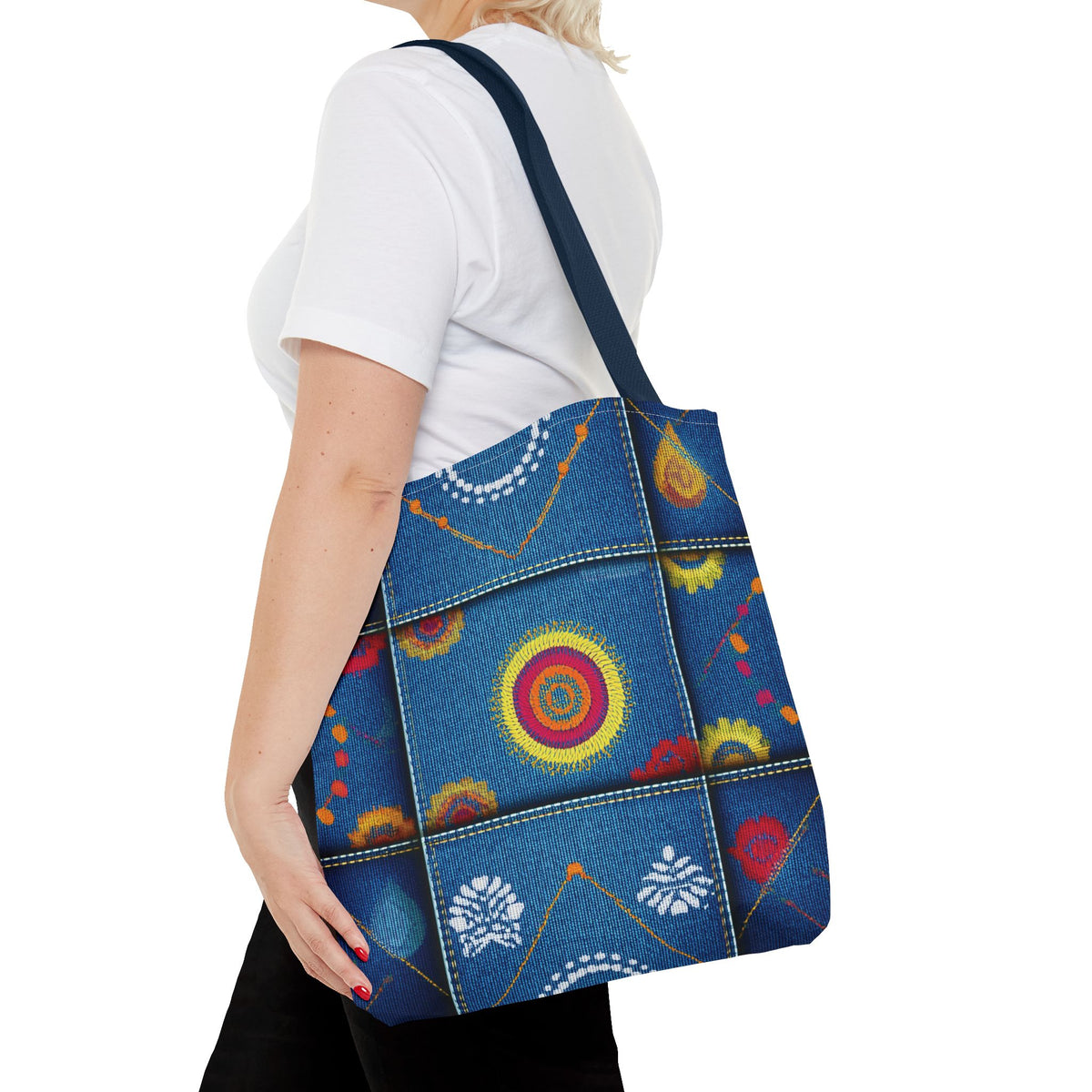 Diwali Graphic Denim Fabric Imitation Print Unisex Canvas Bag Poly Spun 3 Sizes Tote Bag 205-17