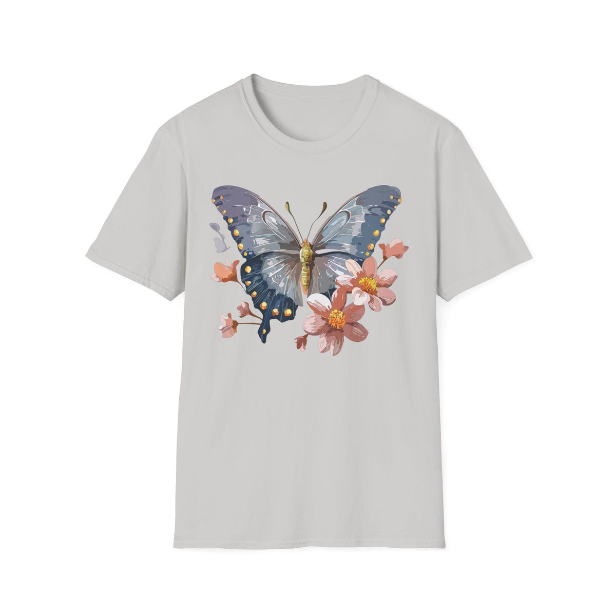Butterfly and Floral Botanical Graphic Design Unisex 100 Cotton Gildan T-Shirt