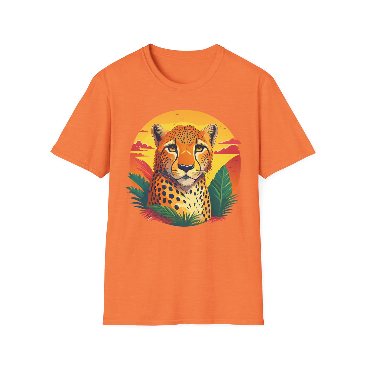 Cheetah Sunset Illustration T-Shirt | Retro Wildlife Tee