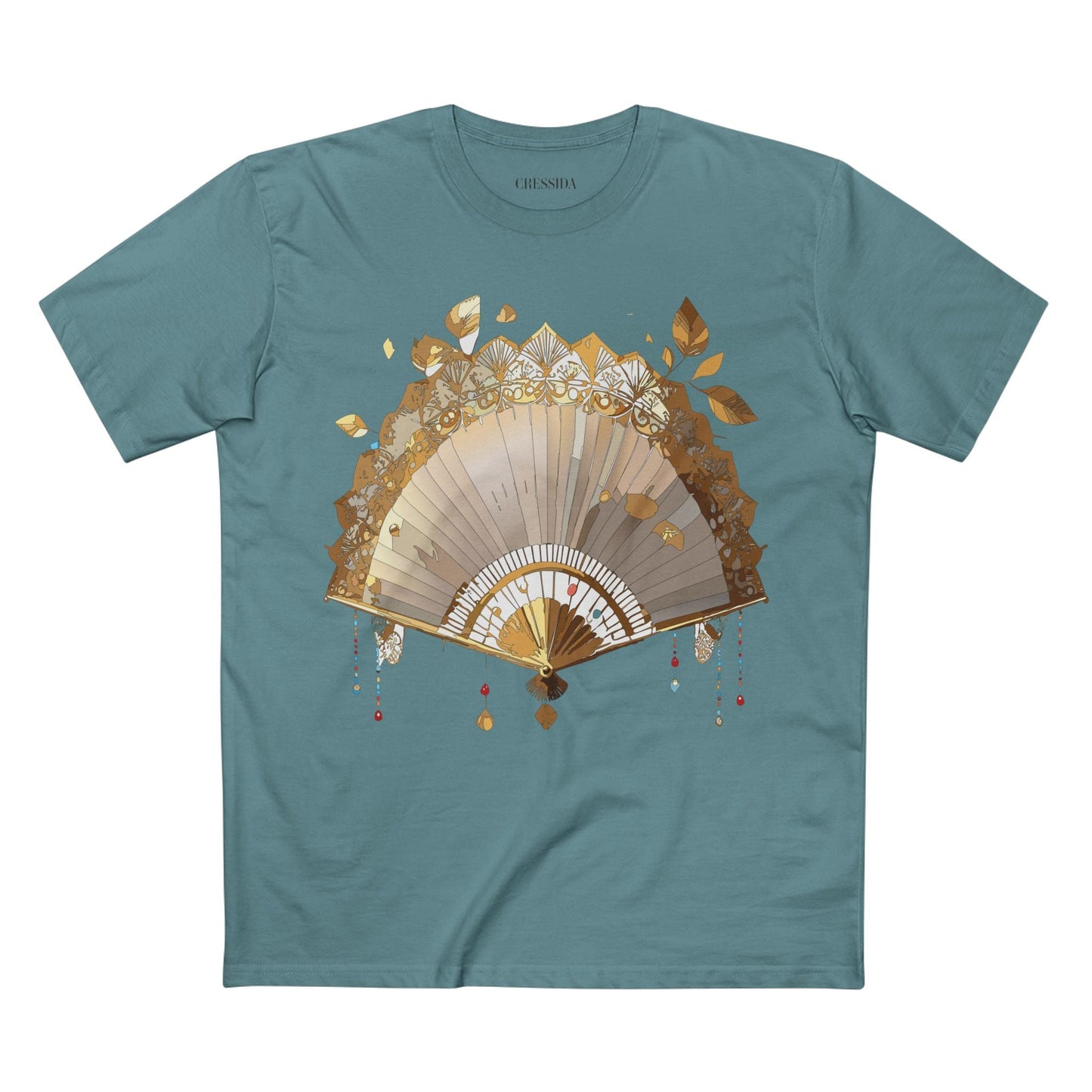 Antique Fan Graphic Design T-Shirt Unisex 100 Cotton Floral Carnival Artwork Tee 12