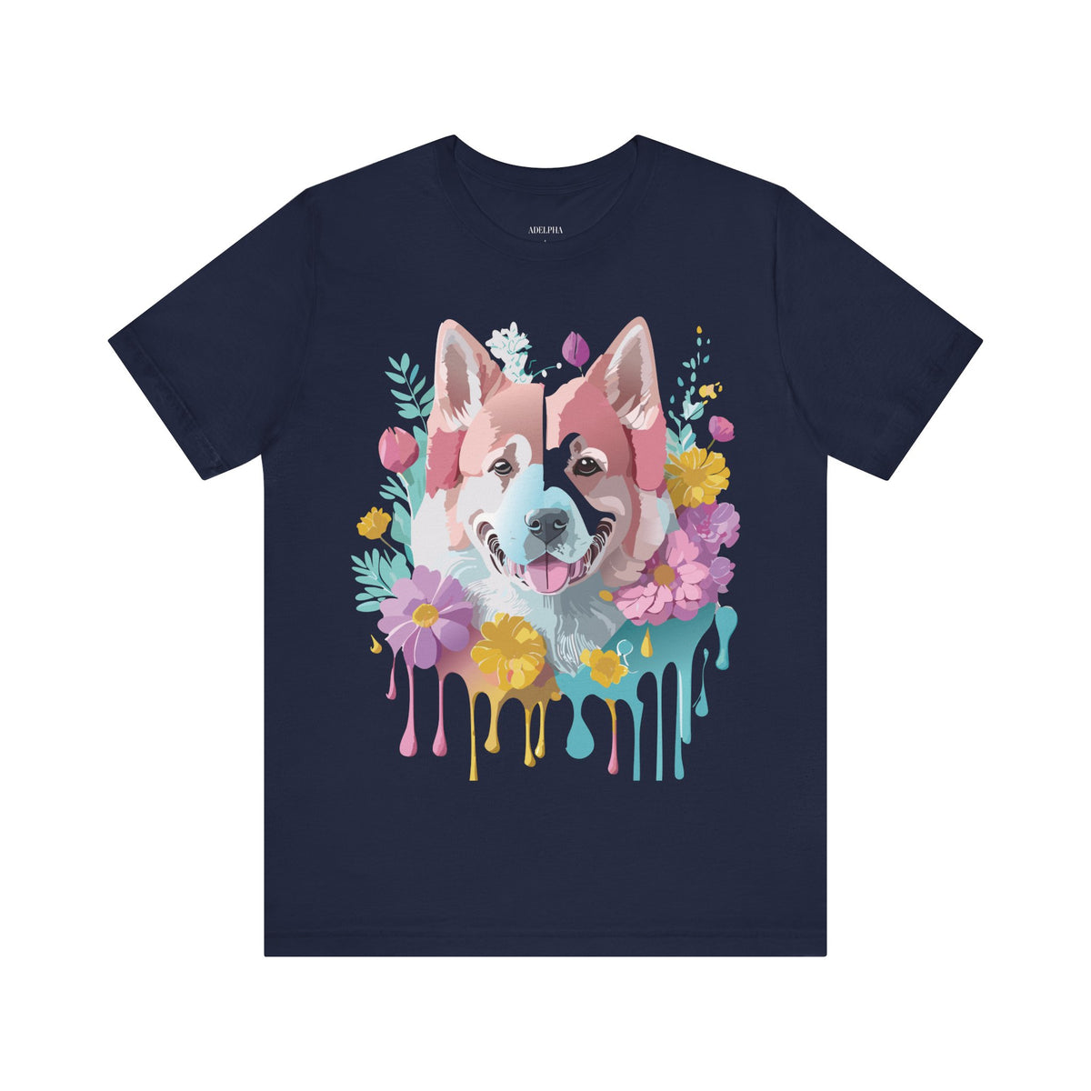 Dog Graphic Unisex Cotton Bella+Canvas Tee with Art Animal Design e121