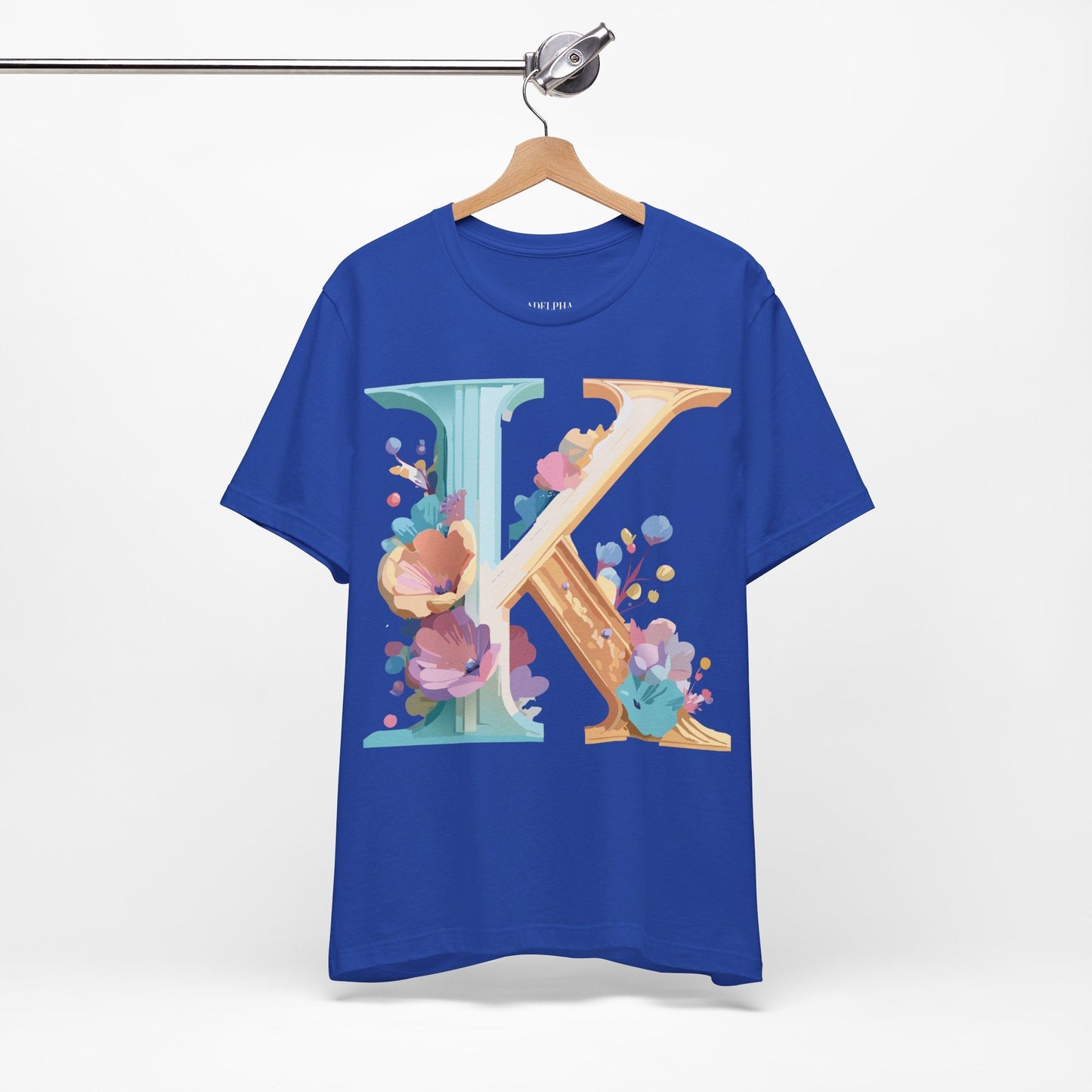 Letter K Shirt Graphic Tee Unisex Vintage Inspired Adelpha Art Design Tee Premium Soft Cotton