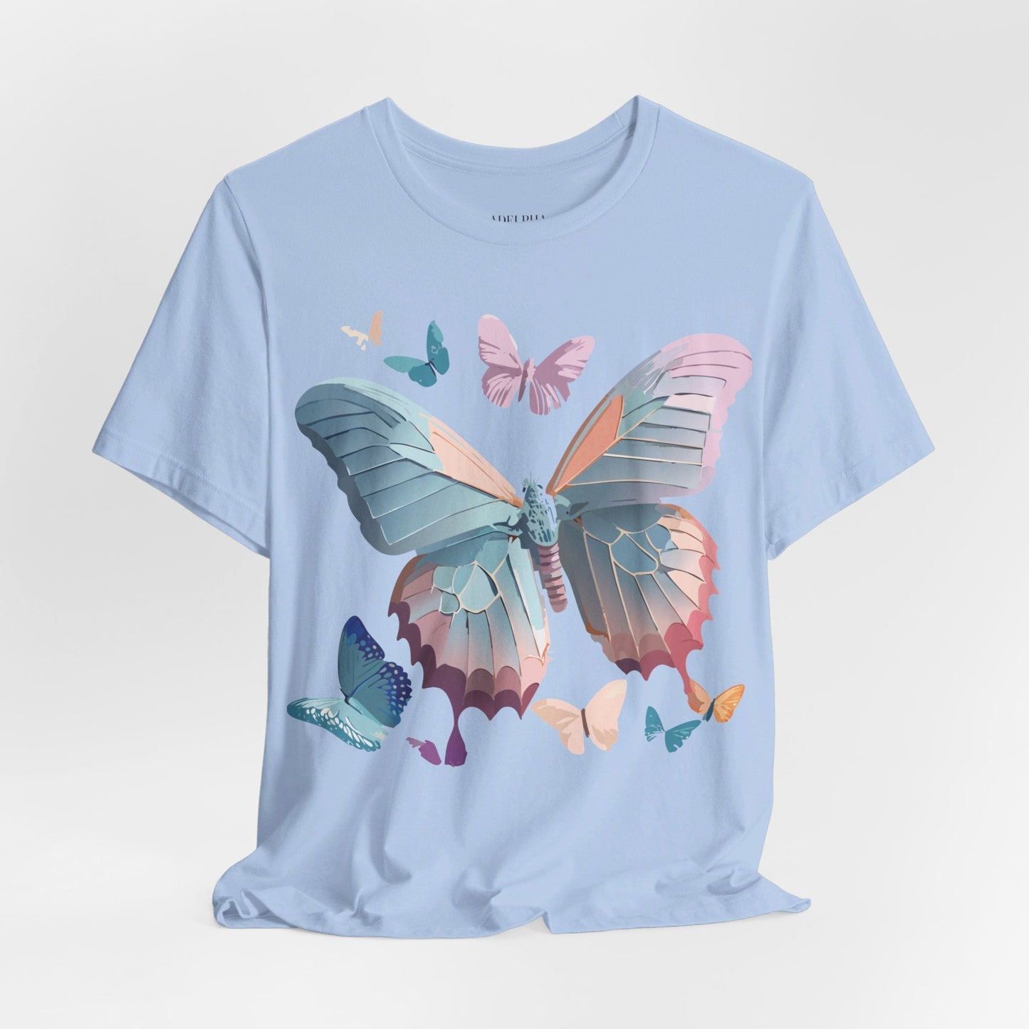 Butterfly Graphic Short Sleeve Tee Unisex Vintage Art Shirt By Adelpha