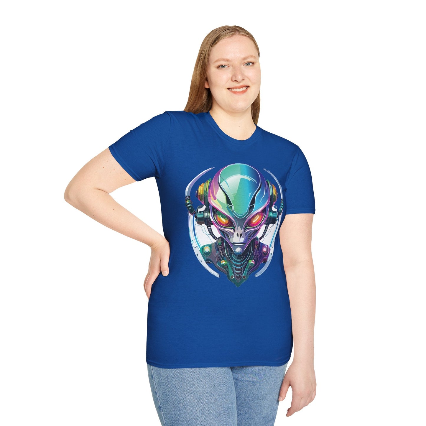 Alien Graphic Unisex Cotton Softstyle UFO Artwork Tee 3