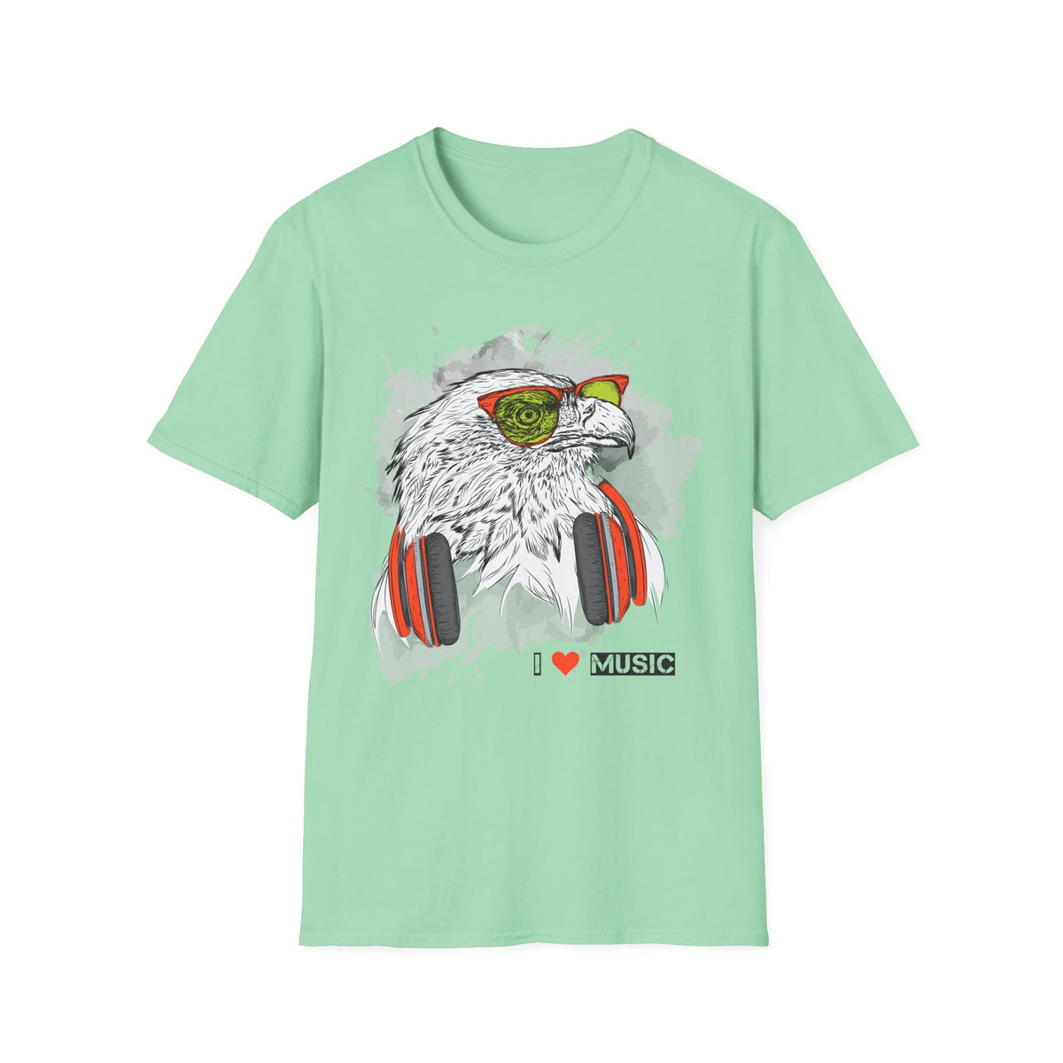 Eagle with Headphones T-Shirt Unisex Cotton Short Sleeves I Music Graphic Tee