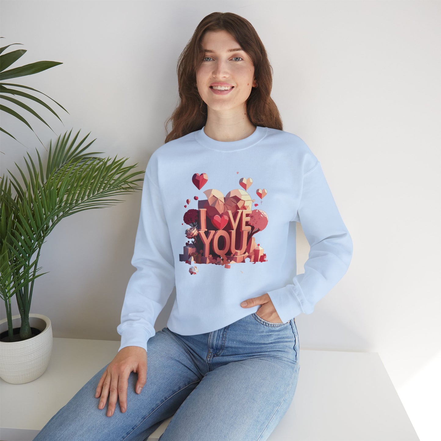 Unisex Big Heart Love Sweatshirt, Love Heart Sweatshirt, Floral Love Sweatshirt, 50/50 Cotton-Poly Valentine's Day Sweatshirt 10