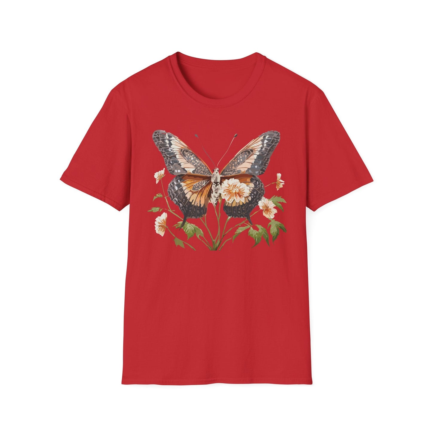 Butterfly T Shirt Unisex Softstyle Gildan 64000 Cotton Tee Monarch Print Comfort