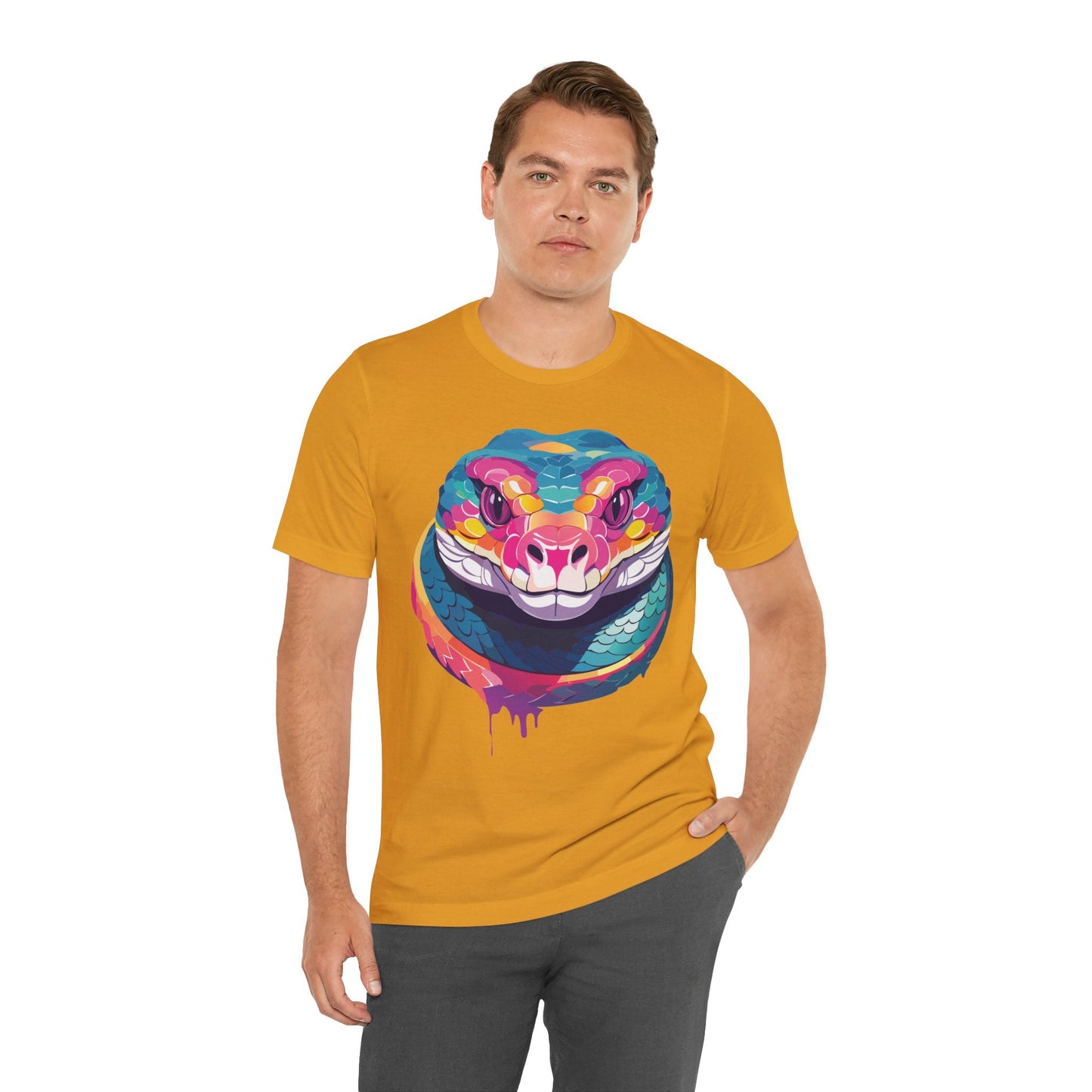 Unisex Animal Tee Shirt With Art Design, Wild Animals Short Sleeve Graphic Tee For Everyday Wear