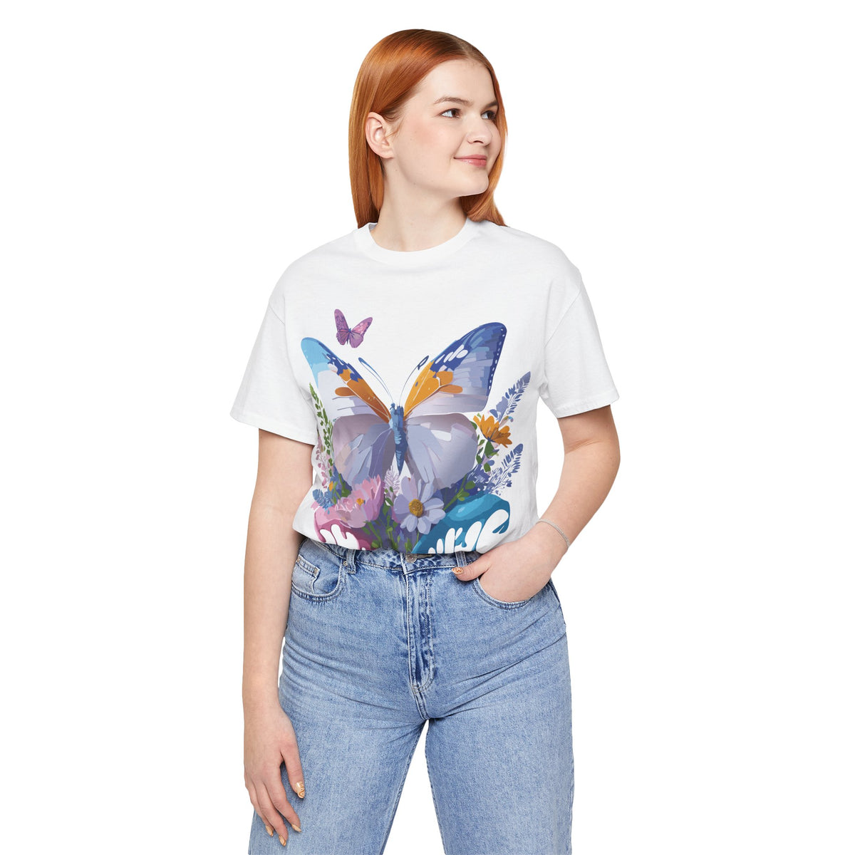 Butterfly Graphic Unisex Cotton Bella+Canvas Tee with Art Design n101