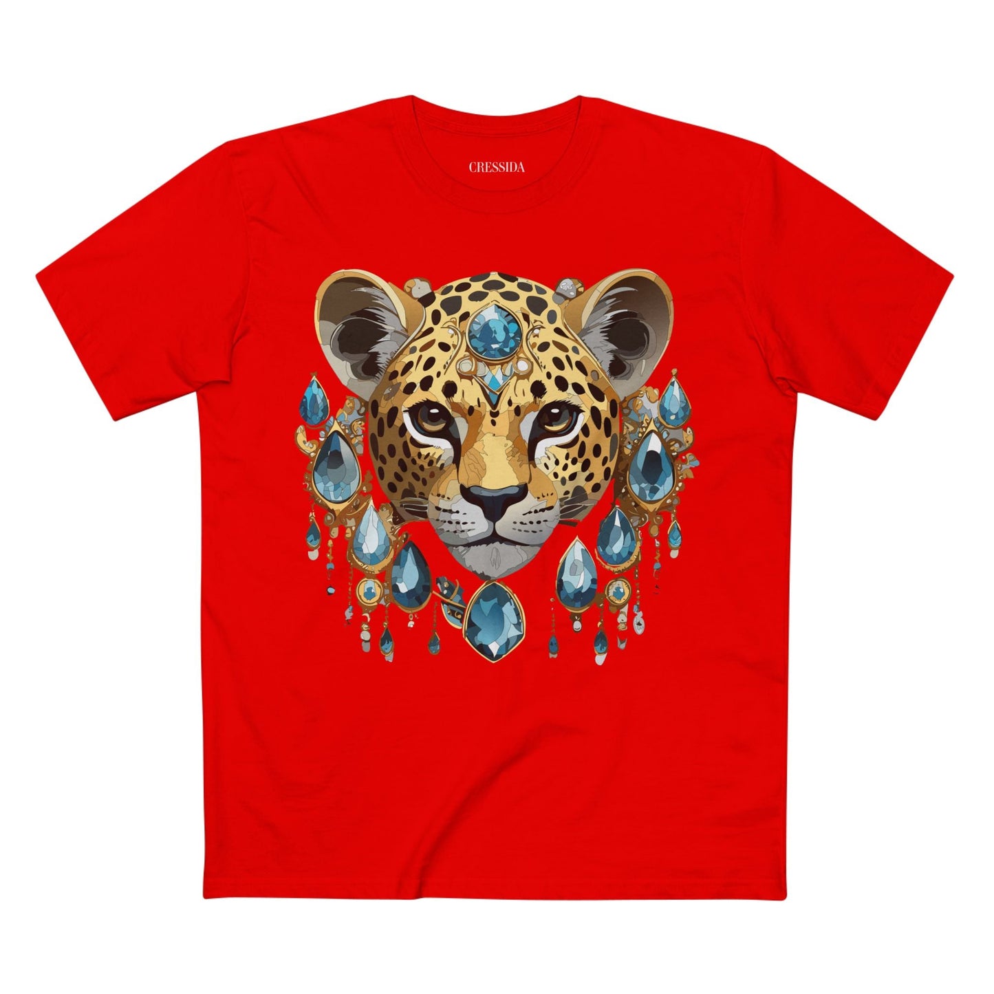 Cheetah Graphic Unisex 100 Cotton Tee With Unique Animal Golden Medallion Art Design 48