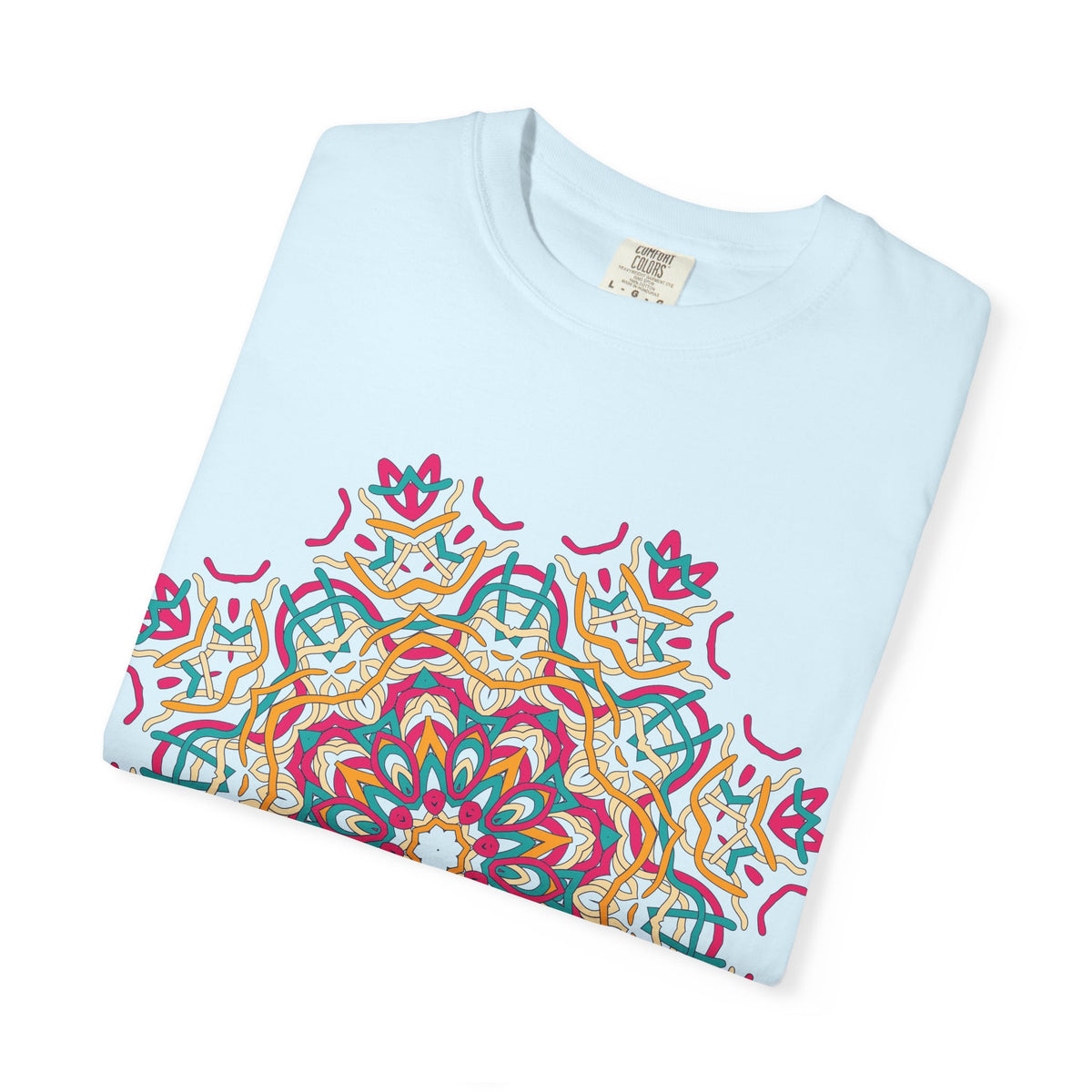 Unisex Garment Dyed Cotton T-Shirt with Mandala Graphic Design