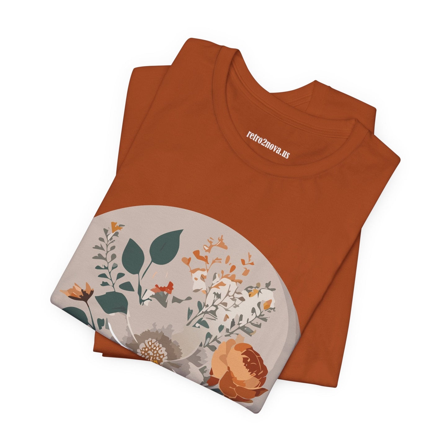 Retro2Nova Floral Shirt Unisex Short Sleeve Tee Lightweight Breathable Cotton Blend Jersey